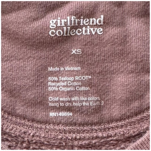 Girlfriend Collective Mauve 50/50 Cropped Sweatshirt XS - Picture 10 of 10